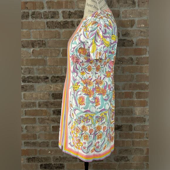 Trina Turk $328 floral arboretum pastel orange purple mini dress sz 4 cotton - Picture 6 of 11